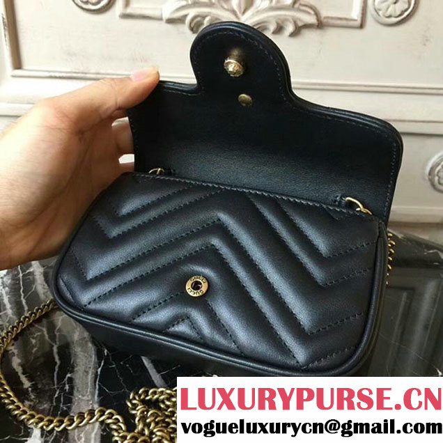 Gucci GG Marmont Matelasse Mini Shoulder Bag 17cm Black