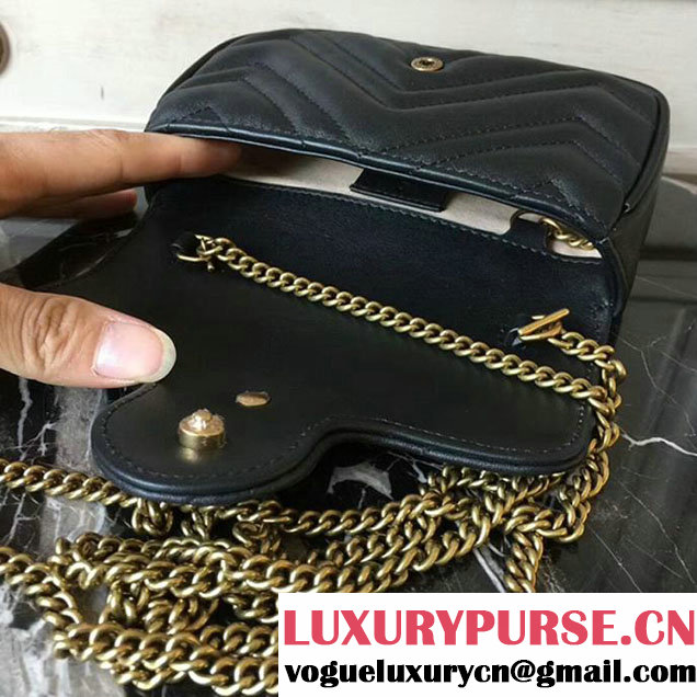 Gucci GG Marmont Matelasse Mini Shoulder Bag 17cm Black