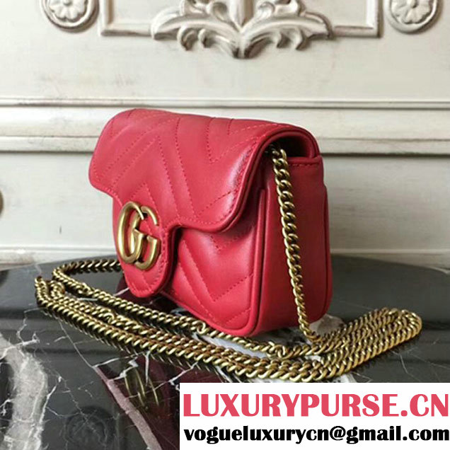 Gucci GG Marmont Matelasse Mini Shoulder Bag 17cm Red