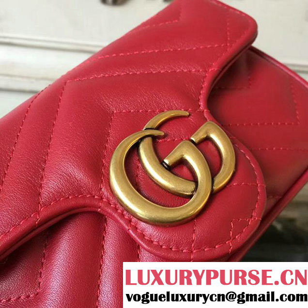 Gucci GG Marmont Matelasse Mini Shoulder Bag 17cm Red