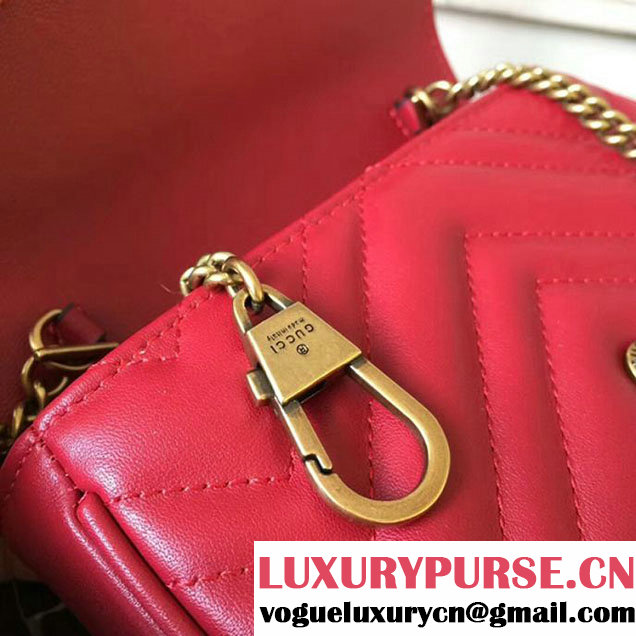 Gucci GG Marmont Matelasse Mini Shoulder Bag 17cm Red