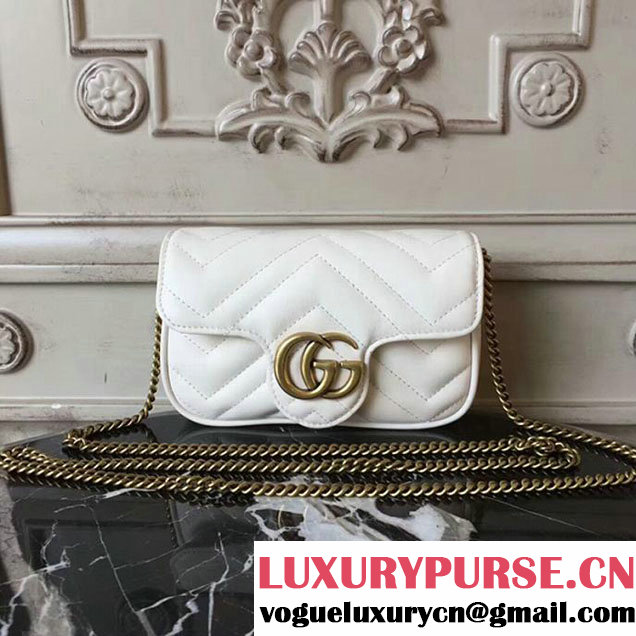 Gucci GG Marmont Matelasse Mini Shoulder Bag 17cm White