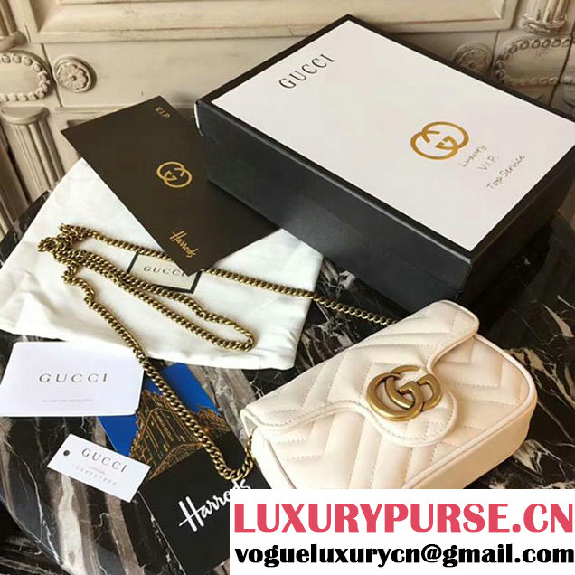 Gucci GG Marmont Matelasse Mini Shoulder Bag 17cm White