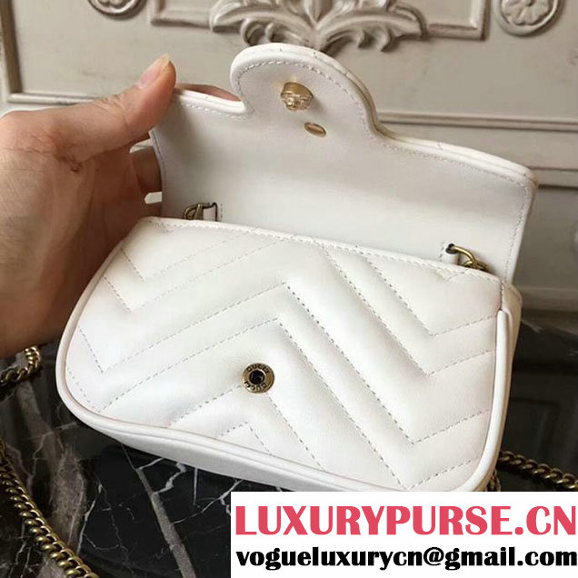 Gucci GG Marmont Matelasse Mini Shoulder Bag 17cm White