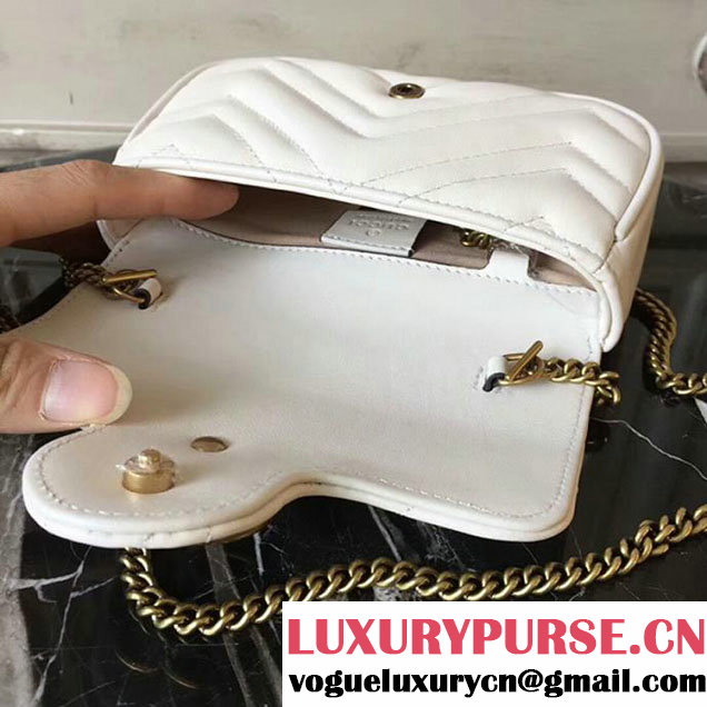 Gucci GG Marmont Matelasse Mini Shoulder Bag 17cm White