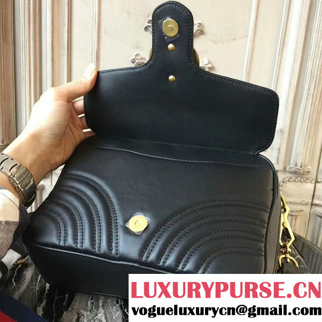 Gucci GG Marmont Matelasse Shoulder Bag 25cm 498100 Black