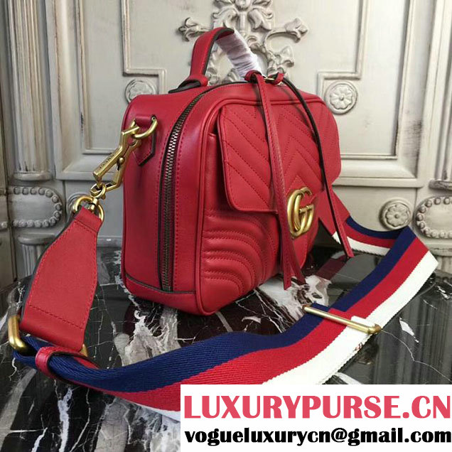 Gucci GG Marmont Matelasse Shoulder Bag 25cm 498100 Red