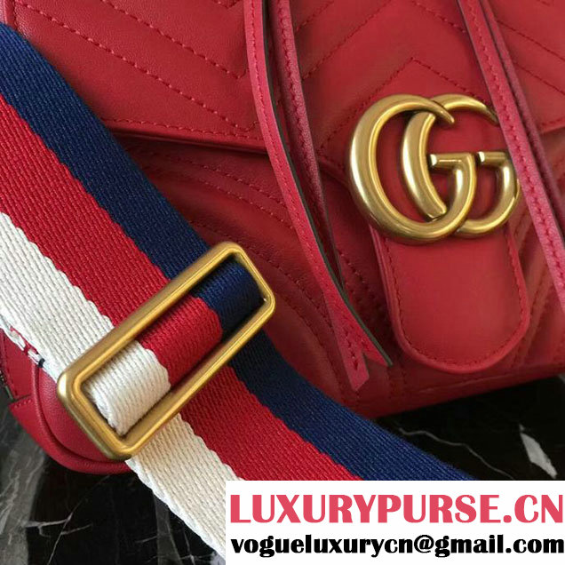 Gucci GG Marmont Matelasse Shoulder Bag 25cm 498100 Red