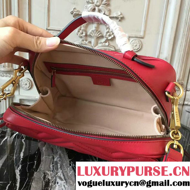 Gucci GG Marmont Matelasse Shoulder Bag 25cm 498100 Red