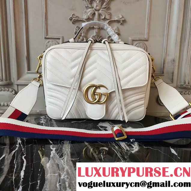 Gucci GG Marmont Matelasse Shoulder Bag 25cm 498100 White