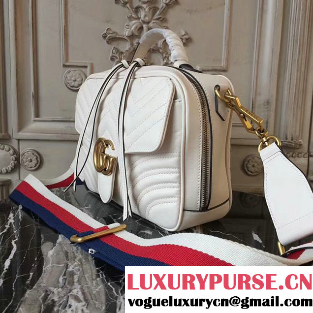 Gucci GG Marmont Matelasse Shoulder Bag 25cm 498100 White