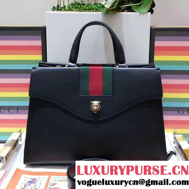 Gucci Web GG Marmont Small Top Handle Bag 476470 Black