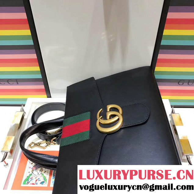 Gucci Web GG Marmont Small Top Handle Bag 476470 Black