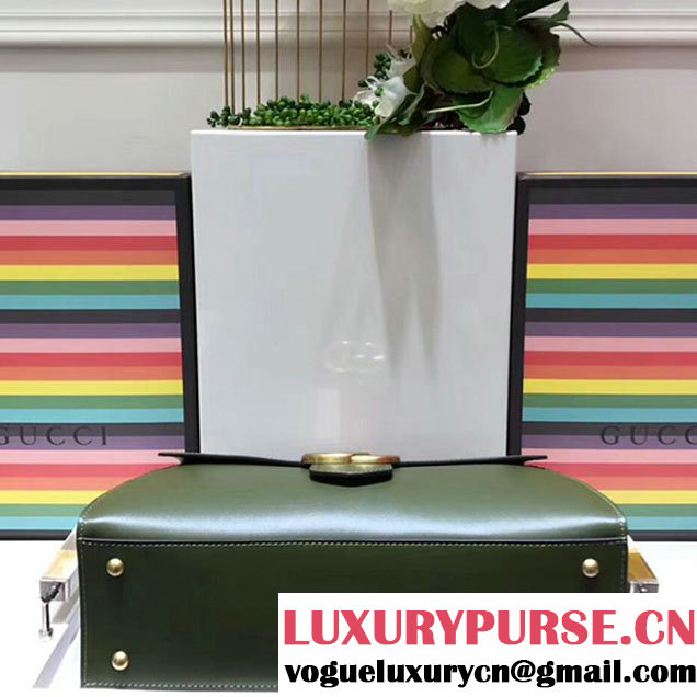 Gucci Web GG Marmont Small Top Handle Bag 476470 Green
