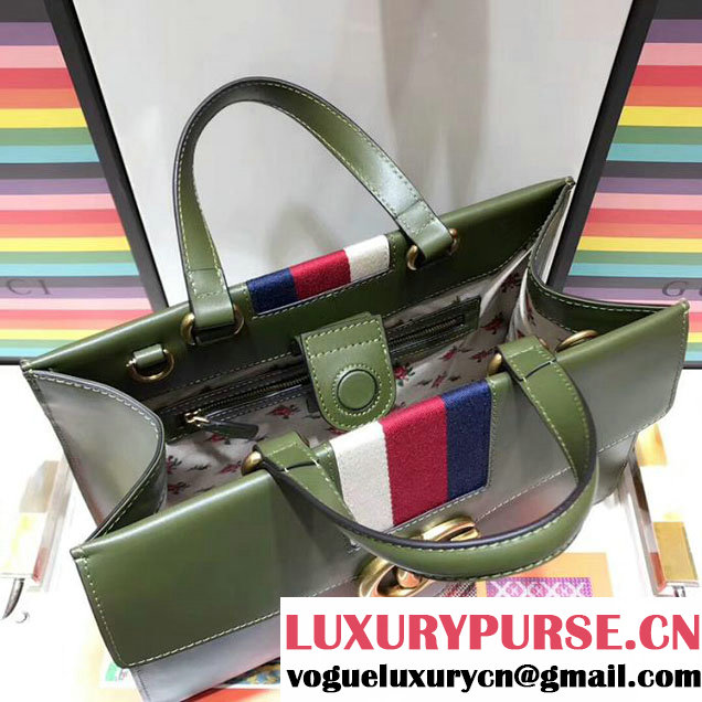 Gucci Web GG Marmont Small Top Handle Bag 476470 Green