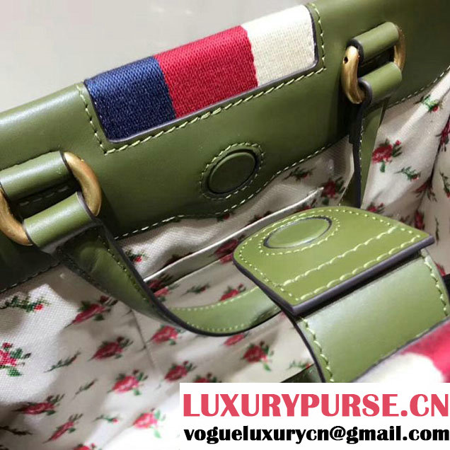 Gucci Web GG Marmont Small Top Handle Bag 476470 Green