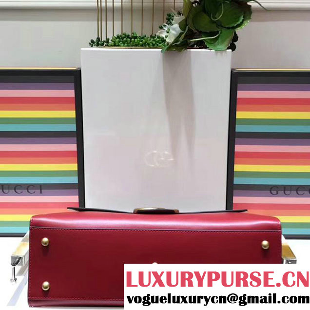 Gucci Web GG Marmont Small Top Handle Bag 476470 Red