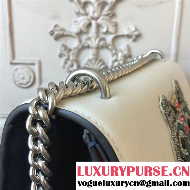Gucci Dionysus Shoulder Bag 30cm 400235 Raccoon Appliqu&eacute; Floral Embroidery Calfskin Leather Fall Winter 2017 Collection Red White Navy