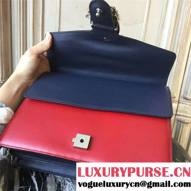 Gucci Dionysus Shoulder Bag 30cm 400235 Raccoon Appliqu&eacute; Floral Embroidery Calfskin Leather Fall Winter 2017 Collection Red White Navy