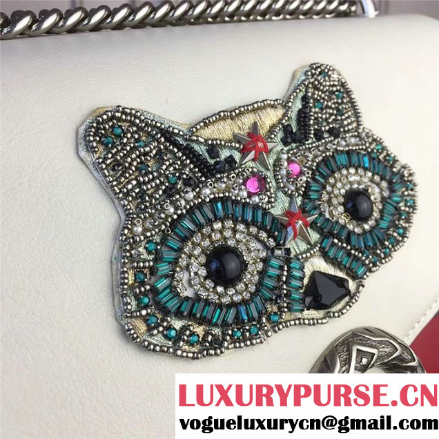 Gucci Dionysus Shoulder Bag 30cm 400235 Raccoon Appliqu&eacute; Floral Embroidery Calfskin Leather Fall Winter 2017 Collection Red White Navy