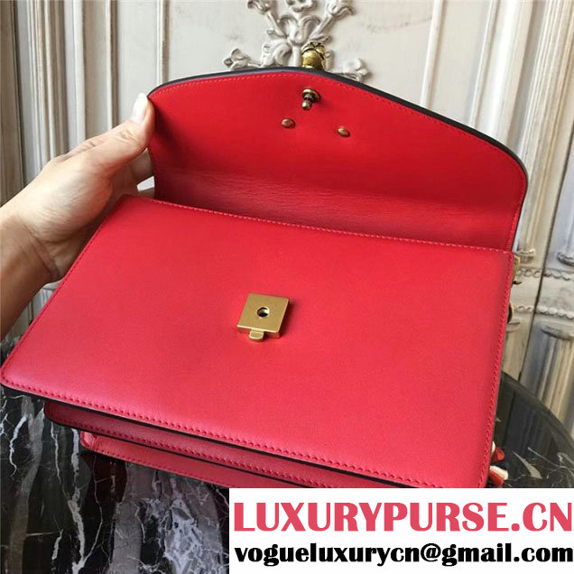Gucci Broche Shoulder Bag 26cm 466433 Calfskin Leather Fall Winter 2017 Collection Red