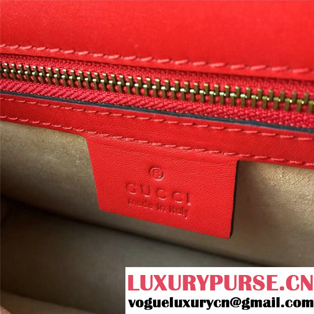 Gucci Broche Shoulder Bag 26cm 466433 Calfskin Leather Fall Winter 2017 Collection Red