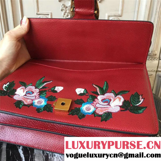 Gucci Dionysus Shoulder Bag 30cm 400235 Raccoon Appliqu&eacute; Floral Embroidery Calfskin Leather Fall Winter 2017 Collection Burgundy Red