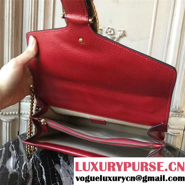 Gucci Dionysus Shoulder Bag 30cm 400235 Raccoon Appliqu&eacute; Floral Embroidery Calfskin Leather Fall Winter 2017 Collection Burgundy Red
