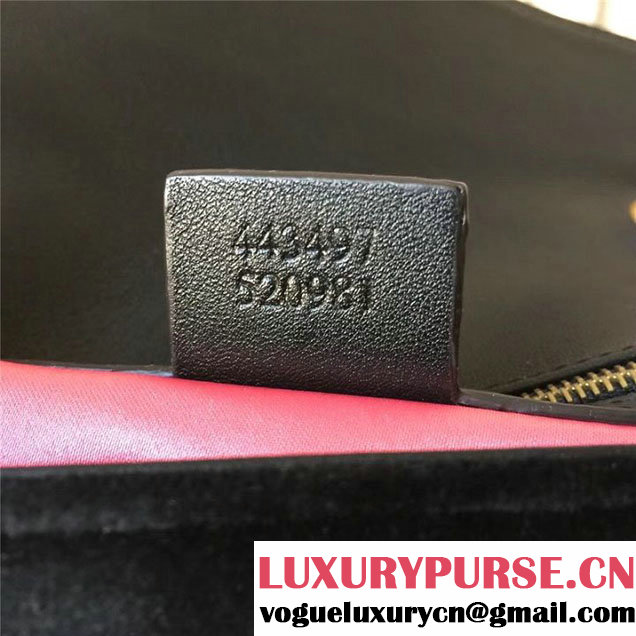 Gucci Marmont Chevron Velvet Shoulder Bag 26cm 443497 Fall Winter 2017 Collection Black