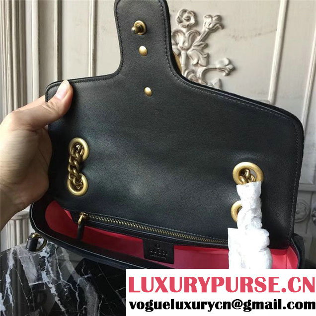 Gucci Marmont Chevron Velvet Shoulder Bag 26cm 443497 Fall Winter 2017 Collection Black