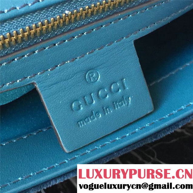 Gucci Marmont Chevron Velvet Shoulder Bag 26cm 443497 Fall Winter 2017 Collection Teal