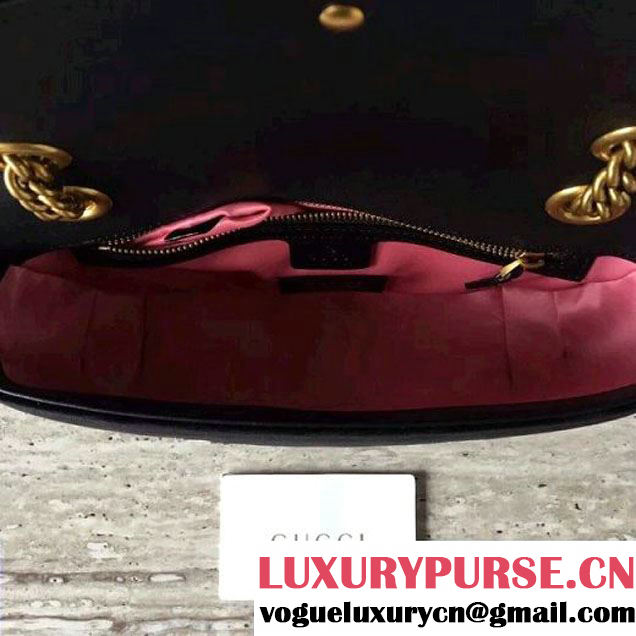Gucci GG Marmont Velvet Small Shoulder Bag With Crystals 443497 Black 2018 (SLP-7112108 )