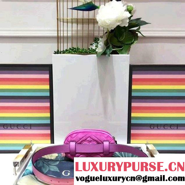Gucci GG Marmont Velvet Belt Bag With Crystals 476434 Pink 2018 (SPM-7112107 )