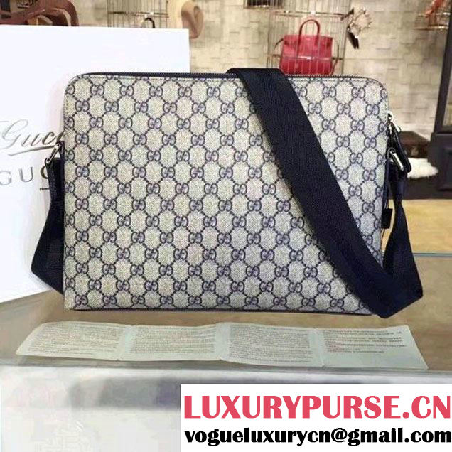 Gucci Double Zip GG Supreme Messenger Bag For Men 311003 Blue (2A010-7112117 )