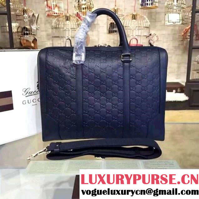 Gucci Signature Leather Brifcase Bag For Men 406384 Blue (2A010-7112134 )