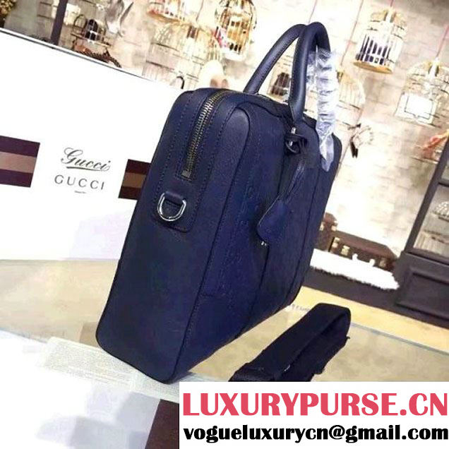 Gucci Signature Leather Brifcase Bag For Men 406384 Blue (2A010-7112134 )