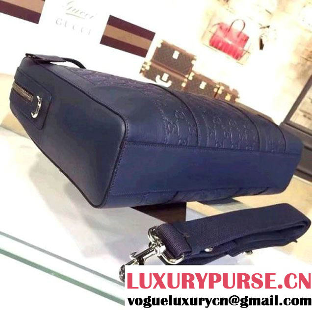 Gucci Signature Leather Brifcase Bag For Men 406384 Blue (2A010-7112134 )