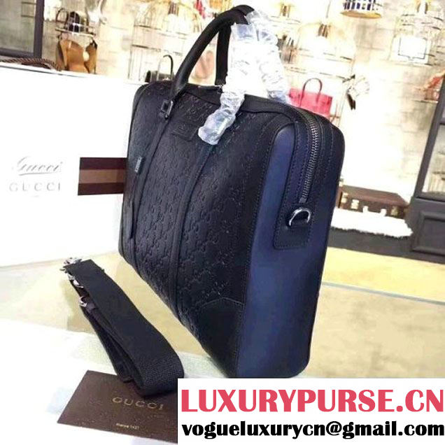 Gucci Signature Leather Brifcase Bag For Men 406384 Black (2A010-7112133 )