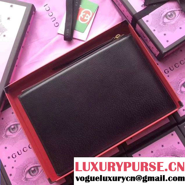 Gucci Leather Pouch with Double G and Crystals 499799 Black 2018 (XYS-7120513 )