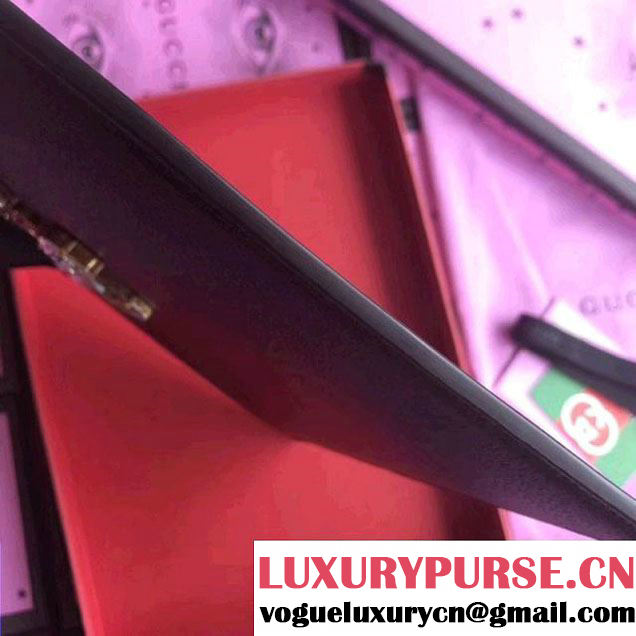 Gucci Leather Pouch with Double G and Crystals 499799 Black 2018 (XYS-7120513 )