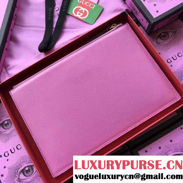 Gucci Leather Pouch with Double G and Crystals 499799 Pink 2018 (XYS-7120514 )