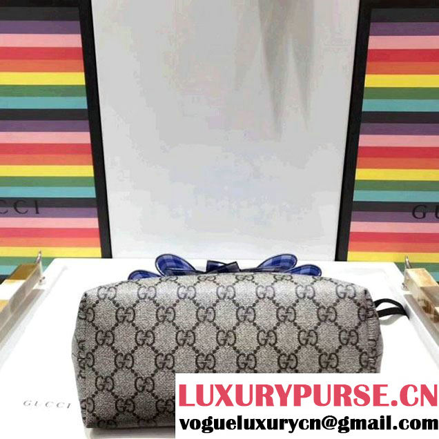 Gucci Children's GG Supreme Check Bow Tote 501804 Blue/Red 2017 (SPM-7122002 )