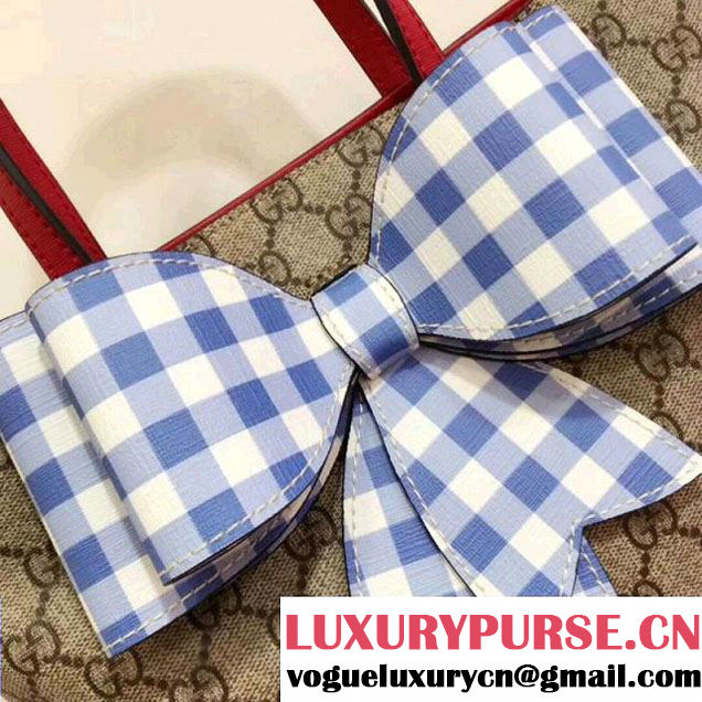 Gucci Children's GG Supreme Check Bow Tote 501804 Blue/Red 2017 (SPM-7122002 )