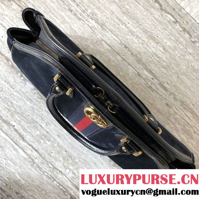 Gucci Suede Dark Blue/Black Tote Bag - Spring 2018 (SLP-7120535 )