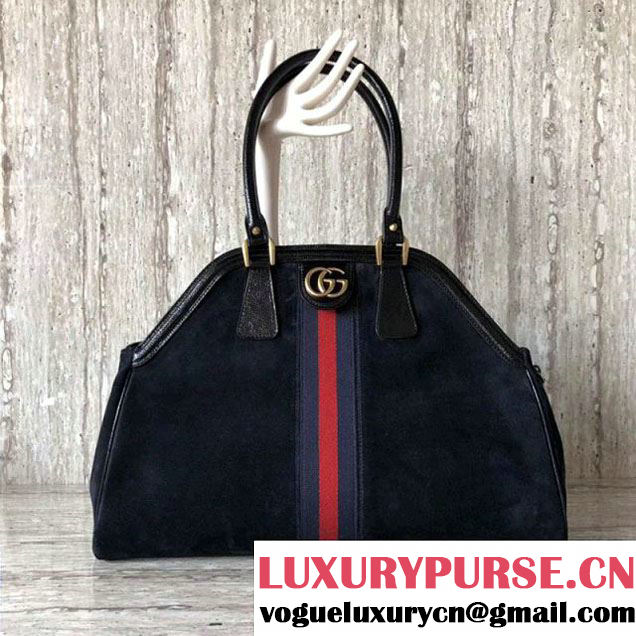 Gucci Suede Dark Blue/Black Tote Bag - Spring 2018 (SLP-7120535 )
