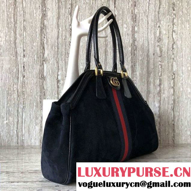 Gucci Suede Dark Blue/Black Tote Bag - Spring 2018 (SLP-7120535 )