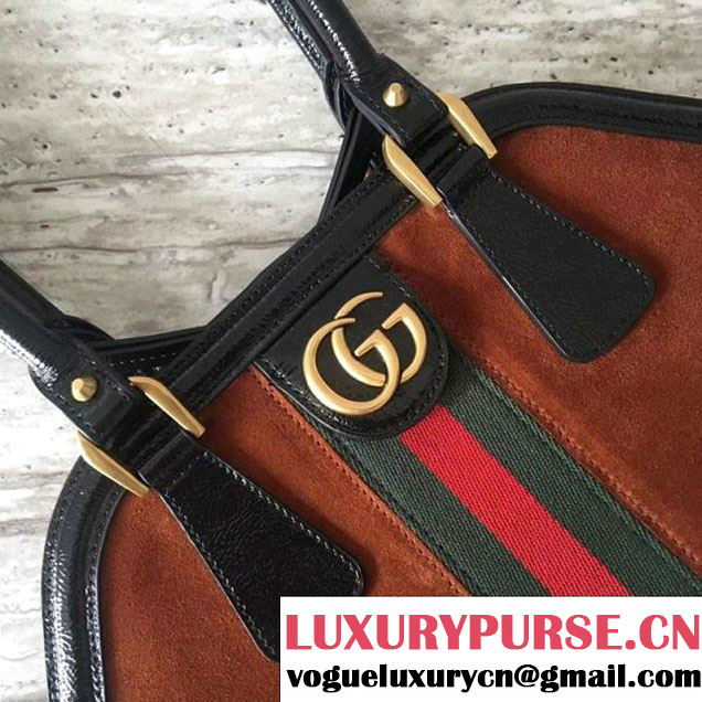Gucci Suede Brown/Black Tote Bag - Spring 2018 (SLP-7120534 )