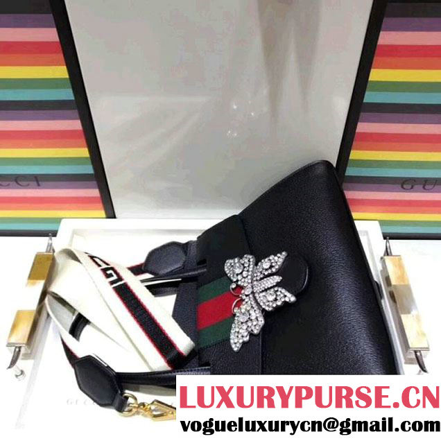 Gucci GucciTotem Medium Top Handle Bag With Crystal Butterfly 505342 Black 2018 (SPM-7122004 )
