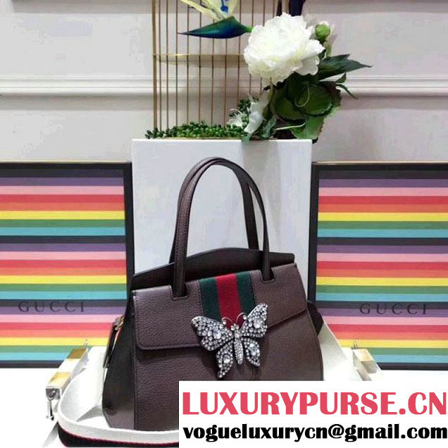Gucci GucciTotem Medium Top Handle Bag With Crystal Butterfly 505342 Brown 2018 (SPM-7122003 )
