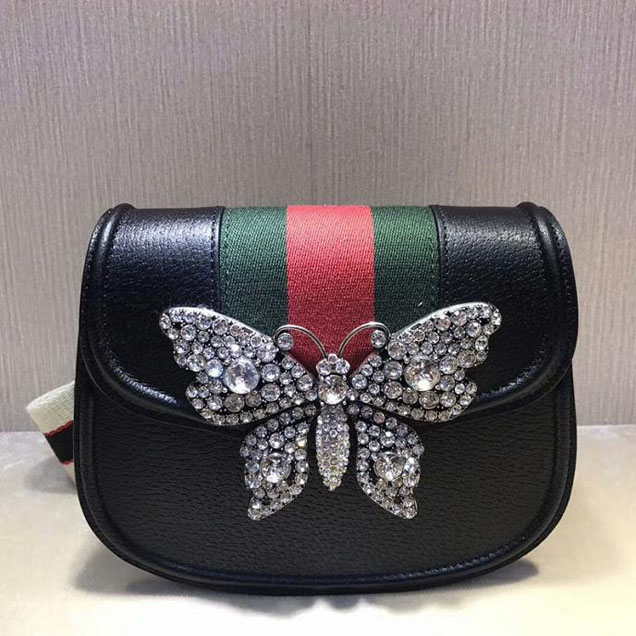 Gucci Totem Small Shoulder Bag 505387 Black Leather